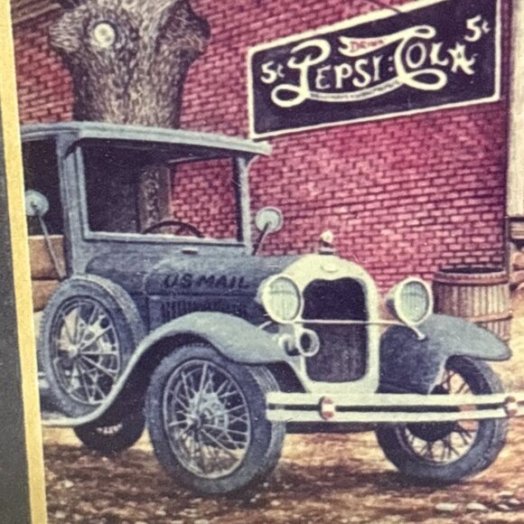 Vintage Coca Cola Wall Decor Picture Wood Frame Gas Station Classic Car 7" - Picture 10 of 13